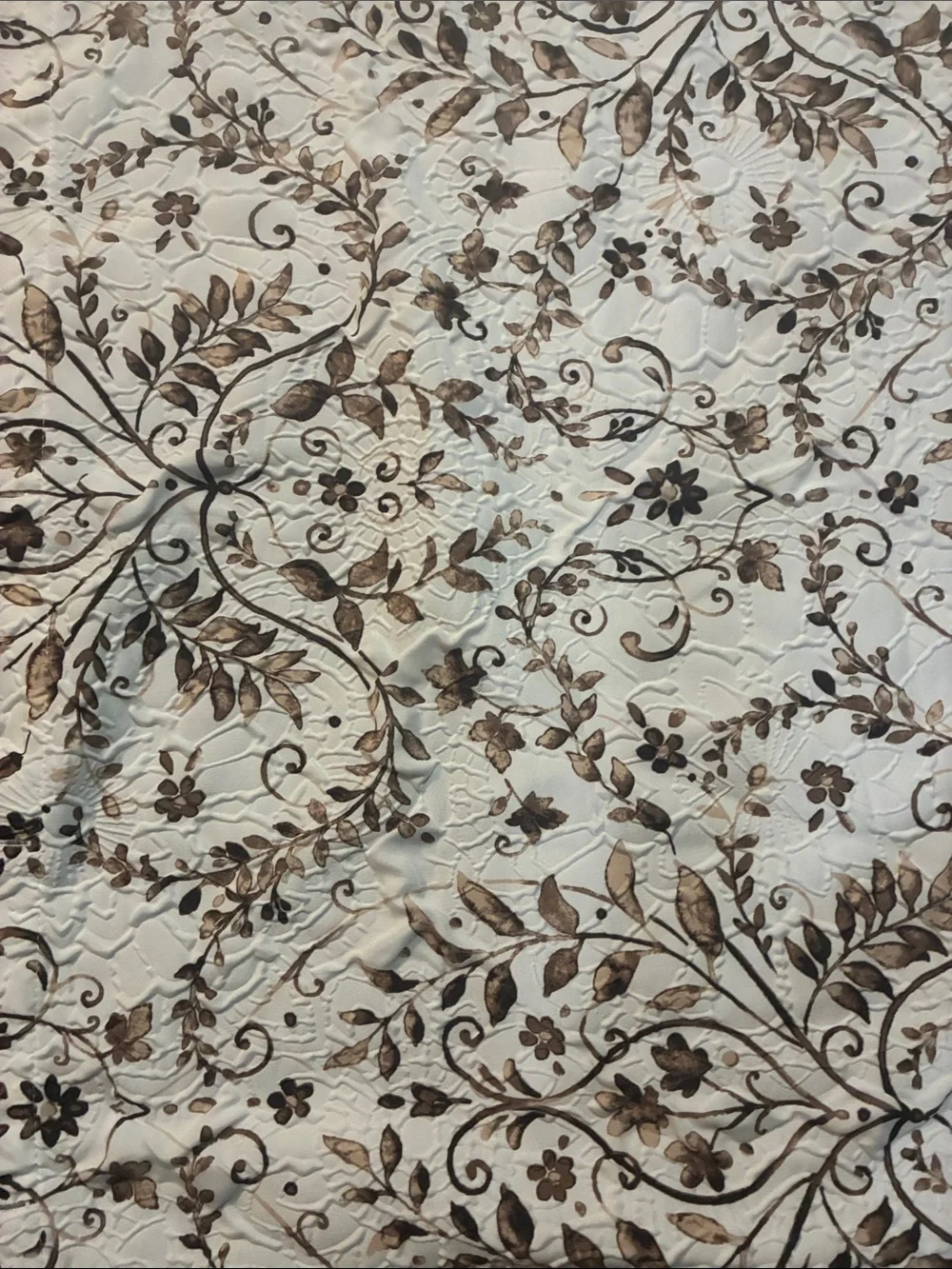 Neutral Cream and Brown Floral Vine Shower Curtain